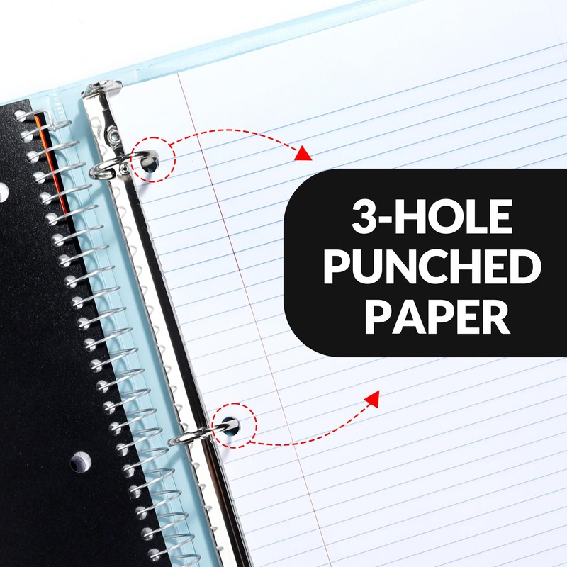 SUNEE 5 Subject Notebook College Ruled - 400 Pages, 9"x11",