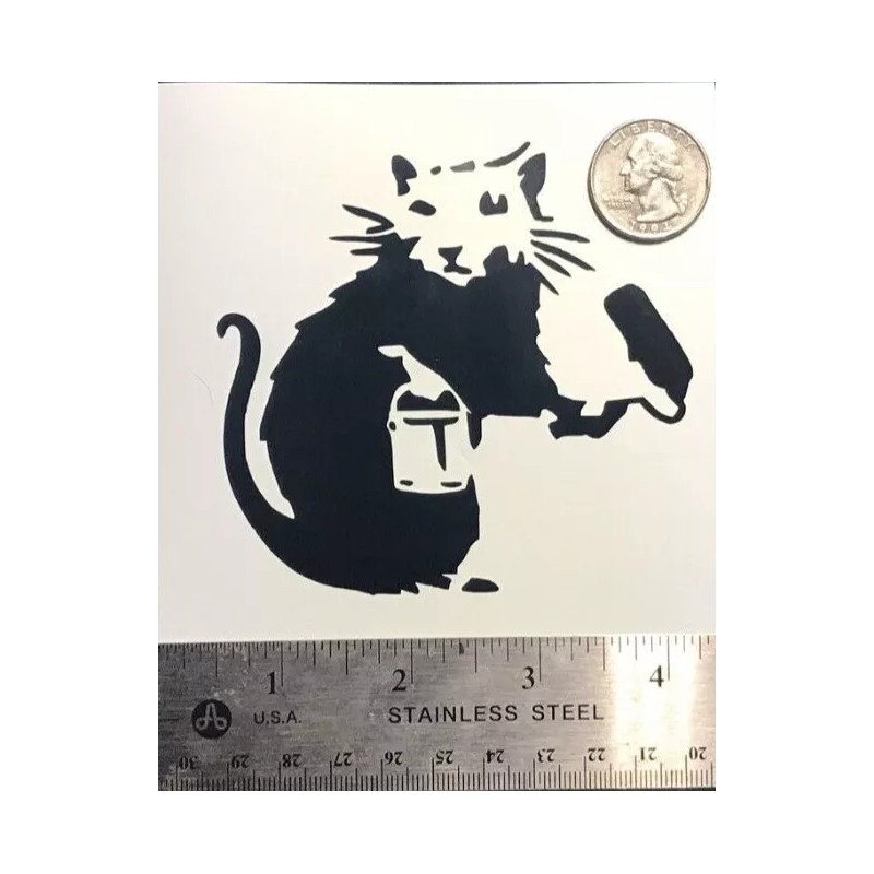 Unbranded Banksy Graffiti Rat BLACK vinyl decal weatherproof dishwasher-saf