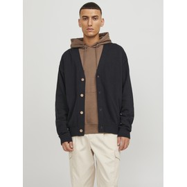 JACK & JONES Male Plain Cardigan, black, S