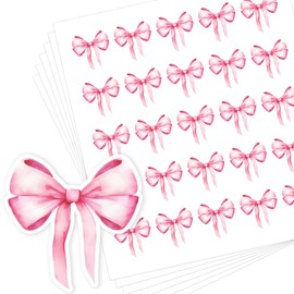 500Pcs Bow Pink Sticker,Watercolor Decor Vintage Waterproof Bow Aesthetic for Girls Scrapbook Crafts Laptop Party Favors Windows Water Bottle Decoration