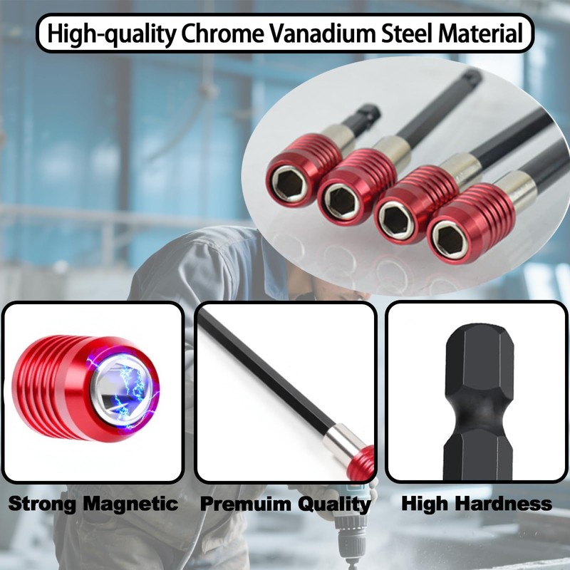 4 Pcs Drill Bit Extension, 2/4/6/12" Impact Driver Drill Extension