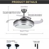 42" Retractable Ceiling Fan Lamp Dimmable LED Chandelier w/ Light