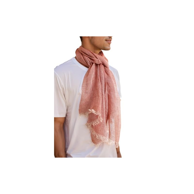 Prettystern Unisex Mottled Plain Long Lightweight Summer Linen Scarf, T87