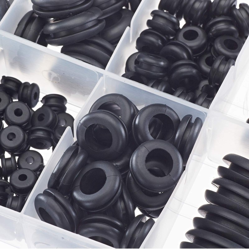 BUSY-CORNER 200 Pieces Hollow Rubber Grommet Firewall Hole Plug Assortment
