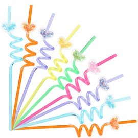 30 Pcs Glitter Valentine Straws, Party Favors Heart Drinking Straws, Reusable Plastic Straw for Valentine's Party Wedding Party Supplies