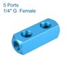 sourcing map G1/4 Thread 5 Ports 2-Way Distributor Block Splitter,