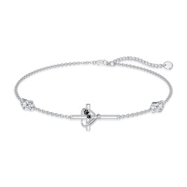 ROMANTICWORK Bracelet/Anklet for Women Sterling Silver 925 Summer Jewellery Gifts for Women 23 cm + 5 cm Anklet / 18 cm + 5 cm Bracelet, Silver, No gemstone
