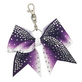 THE ULTIMATE BOW - Rhinestone Ombre Keychain Bow Cheerleading Accessory (Purple Ombre)