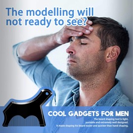 Beard Shaping Stencil Tool, Dikkar Beard Guide Shaper with Built-in Comb, Works with Most Trimmers for Alignment, Edge and Jaw, Neck Line, Curve, Symmetrical, Step Cut