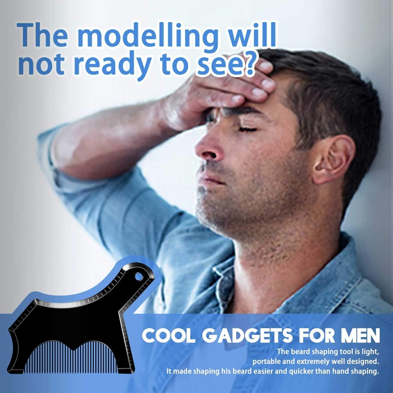 Beard Shaping Stencil Tool, Dikkar Beard Guide Shaper with Built-in
