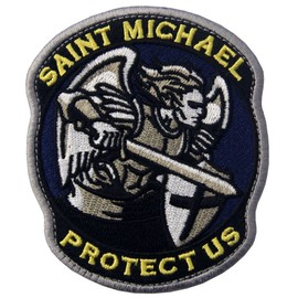 Modern Army Saint Michael Protect Us Embroidered Velcro Patch