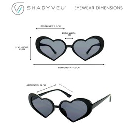 ShadyVEU High Point Wide High Point Retro Heart Shaped Black Lens Women’s Sunglasses (Black Frames/Black Lens)