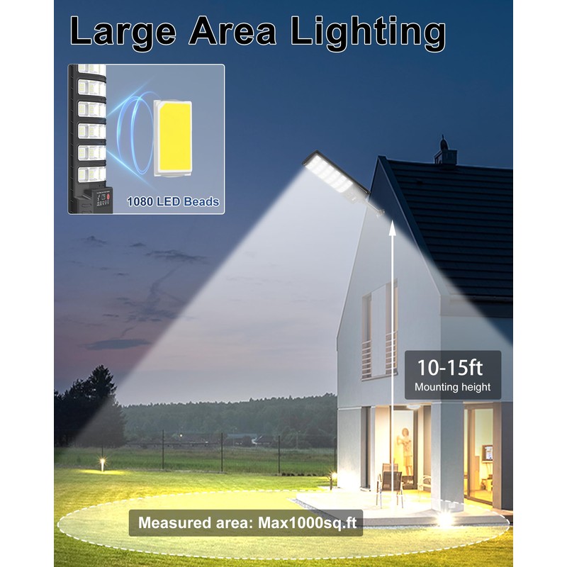 JAYNLT Solar Street Lights, Solar Security Flood Lights, 2 Pack