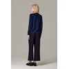 JENNIE LIU Women's 100% Merino Wool Crewneck Cardigan Sweater |