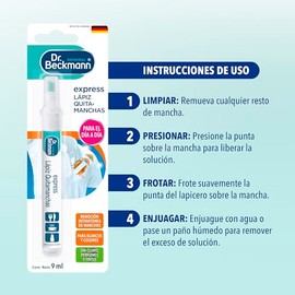Dr. Beckmann, Lápiz Quitamanchas Express, para Todo Tipo de Fibras y Colores, para Viajar, para Oficina, Apto para Prendas Delicadas, Punta Lavable, Calidad Alemana, 9 ml