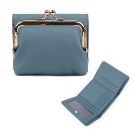 imeetu Leather Wallet, Genuine Leather, Women's, Trifold Wallet, Travel Wallet, Large Capacity, Skimming, Coin Purse, Genuine Cow Leather, Lightweight, Multifunctional, Compact, RFID Casual, blue