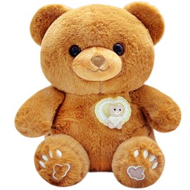 NuomiYue 9" Brown Teddy Bear Stuffed Animal for Girls and Boys, Soft Stuffed Animals Plush Toys Pillow, Cute Badge Teddy Bear Plush Toys for Babies and Kids, Home Decor, Birthday