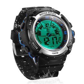 TEKMAGIC 10ATM Waterproof Digital Scuba Diving Watch 100m Underwater for Swimming and Running with Stopwatch and Luminous LCD Display Built-in