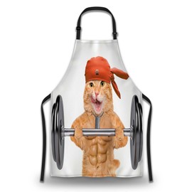 Olikked Apron Kitchen for Women Fitness Cat Mans Aprons for Cooking Funny for Kitchen Cooking Restaurant BBQ Painting Crafting Gardening 27” (W) x 31” (H), Waterproof Apron