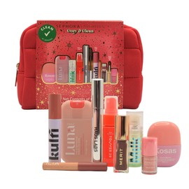Sephora Cozy & Clean Makeup Holiday Gift Set – 9 Clean Beauty Essentials with Lip, Primer, Mascara & Skincare