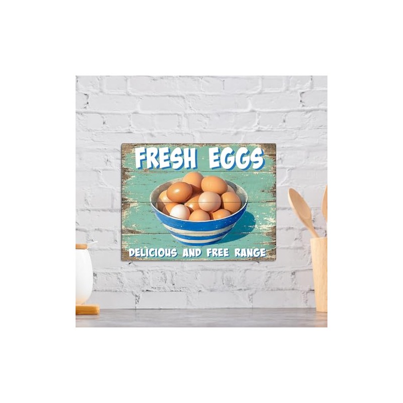 Fresh Eggs Delicious And Free Range Theme Retro style metal