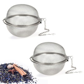 2-Pack 304 Stainless Steel Mesh Tea Infuser with Extended Chain Hook – Perfect for Brewing Loose Leaf Tea, Spices & Seasonings (Diameter 2.8 inches)
