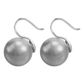 Myshiwu Pearl Drop Earrings for Women Trendy 925 Sterling Silver Pearl Hook Earrings 12MM Imitation Grey Pearl Earrings Dangle Jewelry Gift (Gray Pearl Hook)