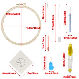 Allazone 6 PCS Punch Needle Coaster Kit Punch Needle Kit Punch Embroidery Kit with Landscape Patterns Yarns Tools, Felt Embroidery Hoop for DIY Craft
