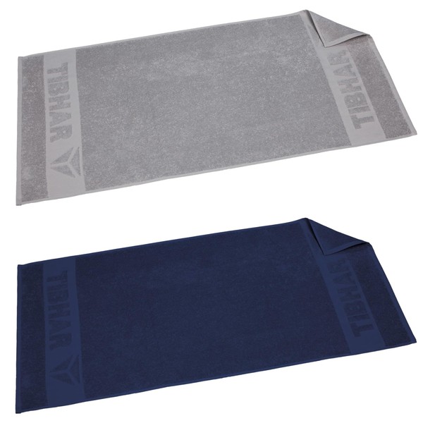 Tibhar Table Tennis Towel Relief Alpha | New Logo | 50 x 100 cm | Grey | Navy (Navy)