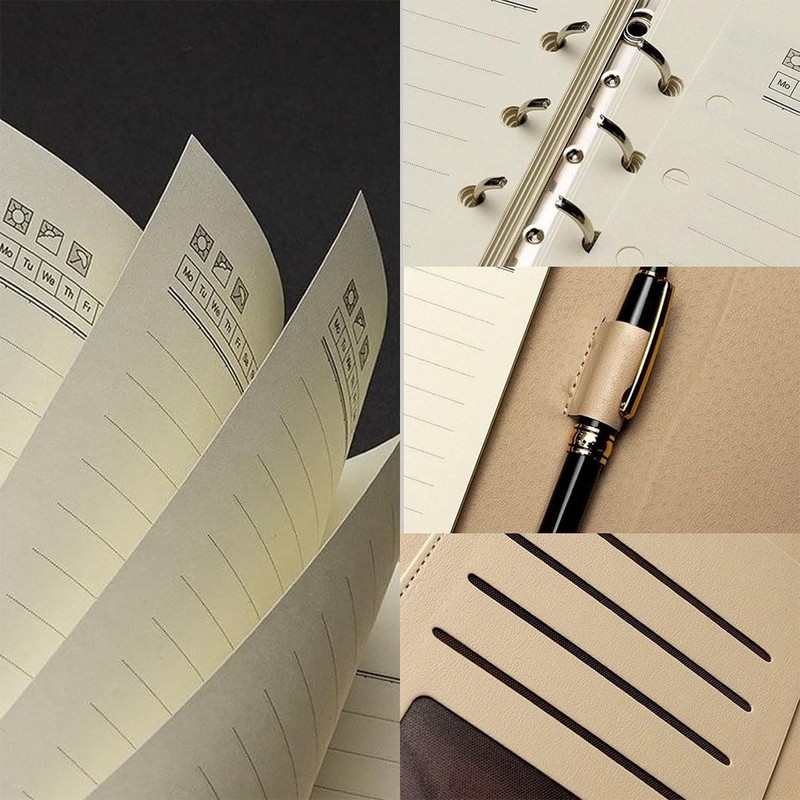 KALOLINNA Personal Notebook, A5 Size, Mini 6-hole Notebook, PU Leather,