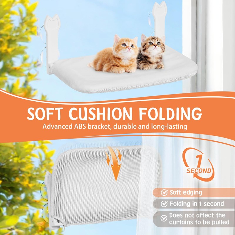 2 Pack Cat Window Perch,Cat Window Hammock Cordless Foldable Window