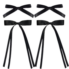 SALOCY Hair Clip, 4 PCS Hair Ribbon Bows Clips for Women Girls DIY Design, Black