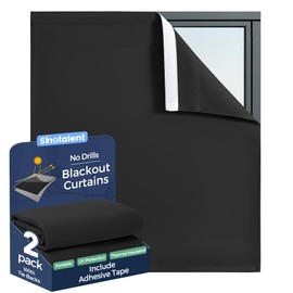 Sinotalent - cortina oscurecedora portátil, sin taladros, paneles de cortina de ventana, fácil de instalar, cortinas de baño, cortinas de bloqueo de luz (negro, 52 pulgadas de ancho x 96 pulgadas de