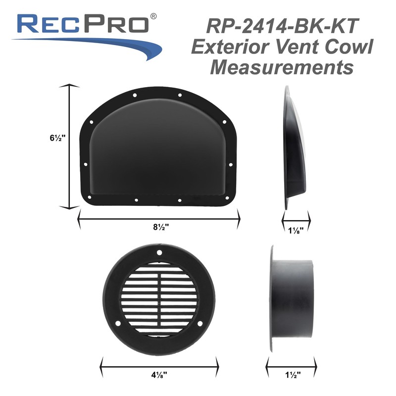 RecPro Trailer Exterior Vent Cowl | Driver's Side Front |