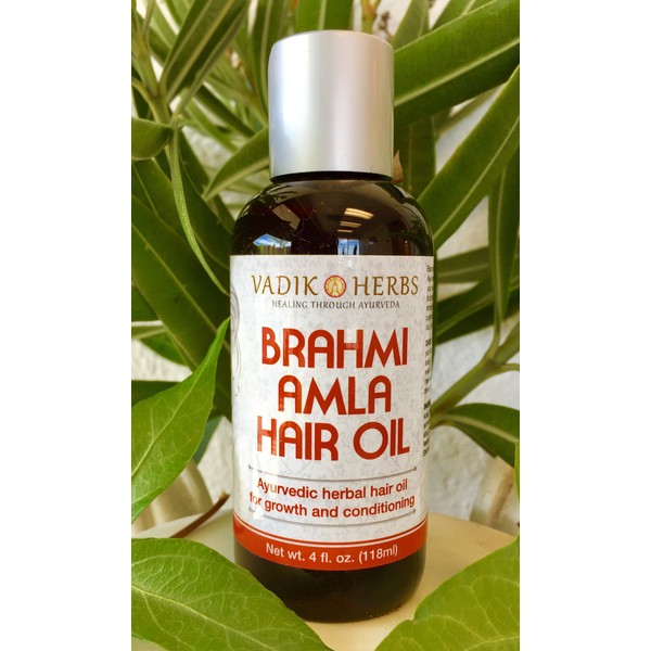 Brahmi-Amla Hair Oil (4oz) by Vadik Herbs | Promotes excellent hair growth and hair conditioning | all natural herbal solution for hair loss, thinning hair, balding | Great as a beard oil as well