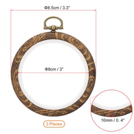 PATIKIL 3inch Embroidery Hoops, 3Pieces Imitated Wood Circle Frame Cross Stitch Hoop Ring for Embroidery Art Craft Sewing Ornaments Hanging Decoration