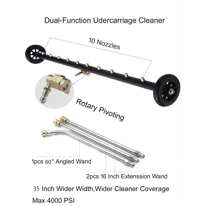 Upgrade 2-in-1 35" Dual-Function Undercarriage Pressure Washer Cleaner, Surface Cleaner
