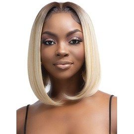 Janet Collection melt HD 360 HUMAN HAIR BLEND PRIME UNIMIX Hand-Tied 13X6 Frontal Baby Hair Transparent Lace Glueless BRYN Wig (COLOR #DR TIRAMISU)