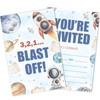 Outer Space Birthday Party Invitations, Astronaut Theme Birthday Invitation Cards