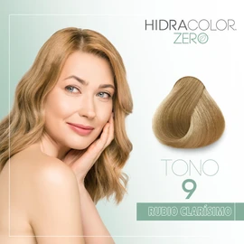 HIDRACOLOR - Tinte Permanente para Cabello Zero Color 9 Rubio Clarísimo 90ml, sin Amoniáco, Cubre Canas, Miel y Aloe Vera, Gran Duración y Humectación, Coloración Cabello, Aporta Sedosidad y Brillo