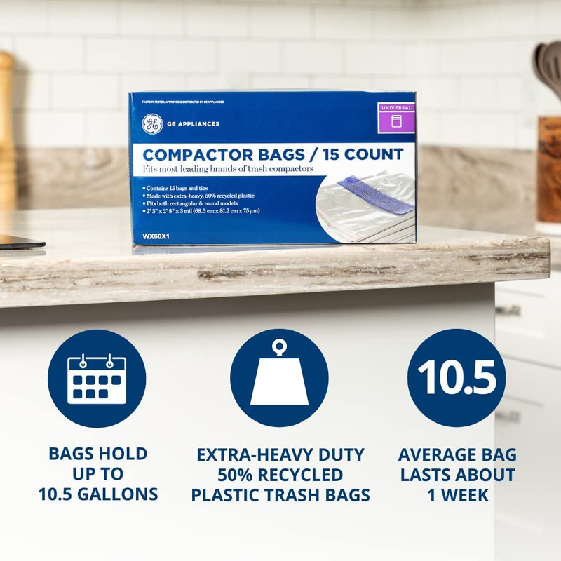 Universal 18 Gallon Heavy Duty Trash Compactor Bags, Single Pack,