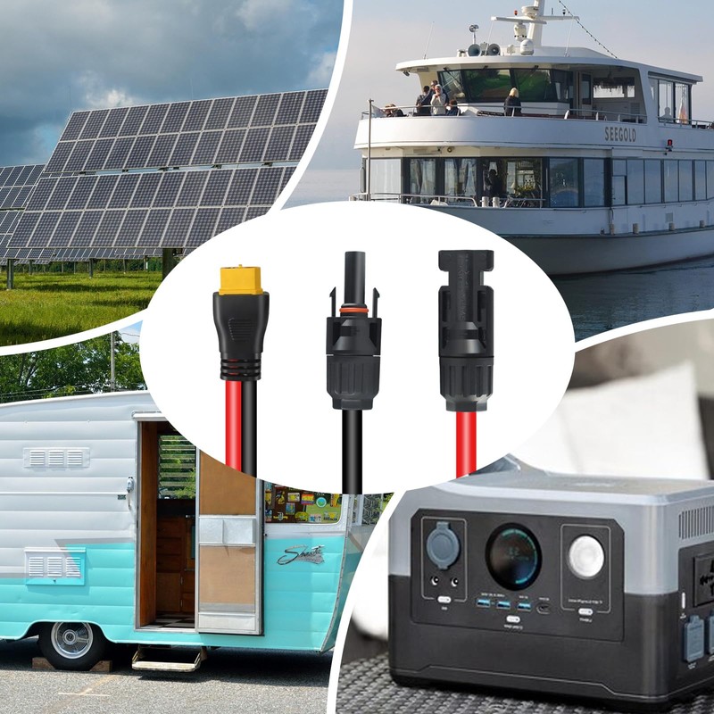 MENTBERY XT60 Connector, MC4 to XT60 Extension Charging Cable 2FT,