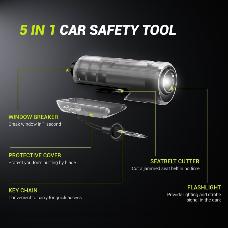 SodaRide Window Breaker Seatbelt Cutter with Flashlight,2 in 1 Car