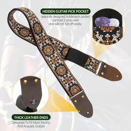 Dksongr Guitar Strap for Acoustic, Guitars Head Cowhide Leather Ends,Strap Locks,Guitar Straps Electric,Bass Strap.