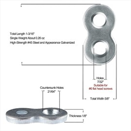 L Continue Figure 8 Fastener or Table Fasteners, Heavy Duty Steel and Galvanized Exterior. (50 Pack)