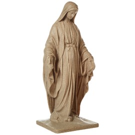 Emsco Group Virgin Mary Statue - Natural Sandstone Appearance - Made of Resin - Lightweight - 34" Height