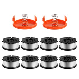 10Pack AF-100 Trimmer Line Replacement Spool Line Compatible for Black+Decker 0.065" Weed Eater String Trimmer Line Spoo 8 Spools with 2 Caps and 2 Springs for GH900 GH600 GH400 GH500-8