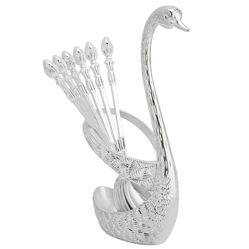 Stainless Steel Spoon Tableware Kit with Zinc Alloy Swan Shape