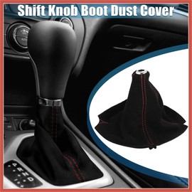 ACROPIX Car Shift Boot Cover Universal Gear Shift Knob Boot Dust Cover Suede Black with Red Line Car Parts