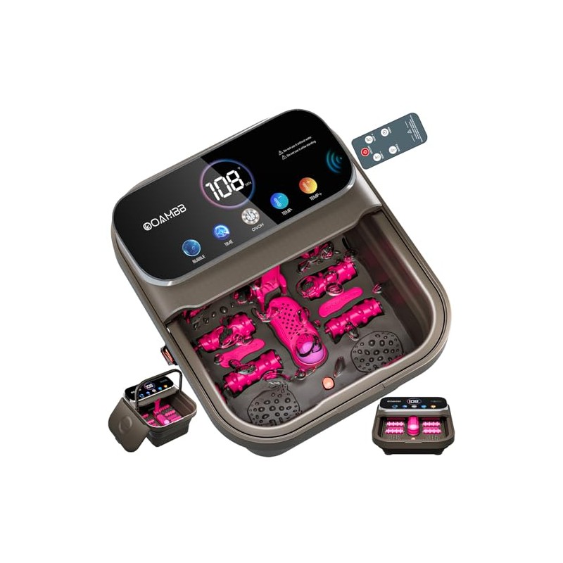 OOAMBB Collapsible Foot Spa with Heat, Bubble,Temp Control,Remote Control, Color